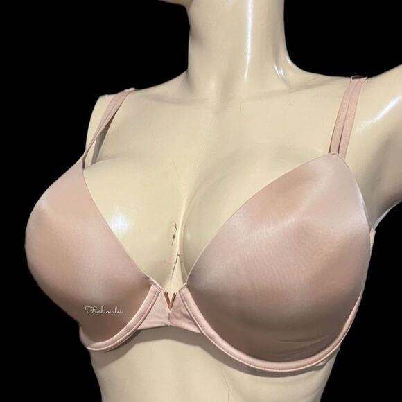Victorias Secret Supersoft Satin Lined Demi bra Beige 34B - Picture 3 of 5
